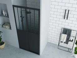 Porta De Duche De Correr Preto Mate Estilo Atelier 100 X 195 Cm - Urbanik