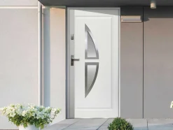Porta De Entrada Em Aco Envidracado Com Inox A207 X L100 Cm Branco, Abertura Para A Direita - Covas