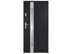 Porta De Entrada Em Aco Envidracado Com Inox De A.207 X L.100 Cm Cor Antracite Com Abertura Para A Direita - Braga