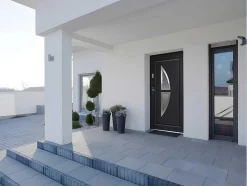 Porta De Entrada Em Aco Envidracado Com Inox De A.207 X L.100 Cm Cor Antracite Com Abertura Para A Direita - Covas
