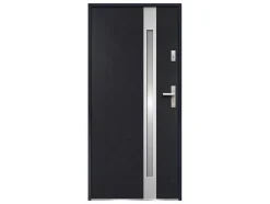 Porta De Entrada Em Aco Envidracado Com Inox De A.207 X L.100 Cm Cor Antracite Com Abertura Para A Esquerda - Braga