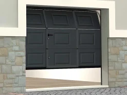 Porta De Garagem Seccionada Com Motor Somfy Com Padrao Quadriculado E Porta Central Antracite - Caopas