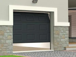 Porta De Garagem Seccionada Com Padrao Quadriculado Antracite Motorizado - Caopas