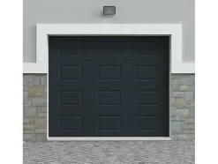 Porta De Garagem Seccionada Com Padrao Quadriculado Antracite Motorizado - Caopas