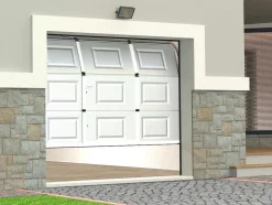 Porta De Garagem Seccionada Com Motor Somfy Com Padrao Quadriculado E Porta Central Branco - Caopas