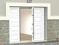 Porta De Garagem Seccionada Com Motor Somfy Com Padrao Quadriculado E Porta Central Branco - Caopas