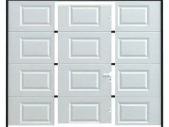 Porta De Garagem Seccionada Com Padrao Quadriculado E Porta Central Branco Motorizado - Caopas