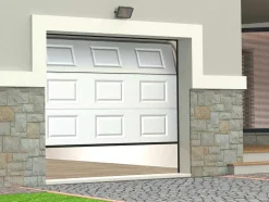 Porta De Garagem Seccionada Com Padrao Quadriculado Branco Motorizado - Caopas