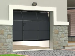 Porta De Garagem Seccionada Efeito Liso Com Porta Central Antracite Motorizada - Lavega