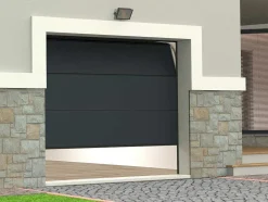 Porta De Garagem Seccionada Efeito Madeira Antracite Com Motor Somfy - Prieta