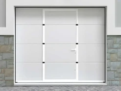 Porta De Garagem Seccionada Efeito Liso Com Porta Central Branco Com Motor Somfy - Lavega
