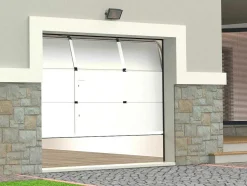 Porta De Garagem Seccionada Efeito Liso Com Porta Central Branco Com Motor Somfy - Lavega
