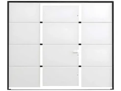 Porta De Garagem Seccionada Efeito Liso Com Porta Central Branco Com Motor Somfy - Lavega