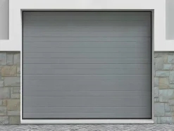 Porta De Garagem Seccionada Efeito Ranhurado Cinza Motorizado - Noria