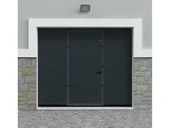 Porta De Garagem Seccionada Efeito Ranhurado Com Porta Central Antracite Com Motor Somfy - Noria