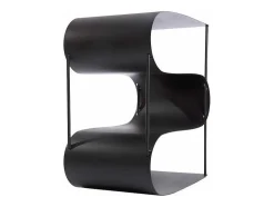 Porte-Buches Avec 3 Etageres En Acier Emaille Noir