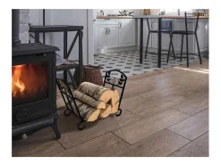 Porte-Buches Pliable En Acier Noir