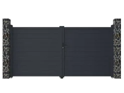 Portão De Batente Antracite Em Aluminio De C350 X A173 Cm - Nazario