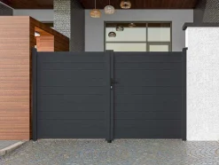 Portão De Batente Antracite Em Aluminio De C305 X A181 Cm - Nazario