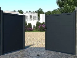 Portão De Batente Antracite Em Aluminio De C305 X A181 Cm - Nazario