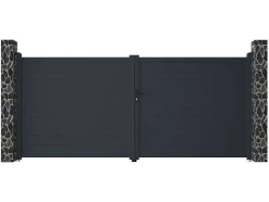 Portão De Batente Antracite Em Aluminio De C392 X A173 Cm - Nazario