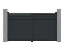 Portão De Batente Em Aluminio Estilo Persiana De C305 X A181 Cm Cor Antracite - Viazo