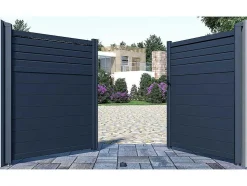 Portão De Batente Em Aluminio Estilo Persiana De C305 X A181 Cm Cor Antracite - Viazo