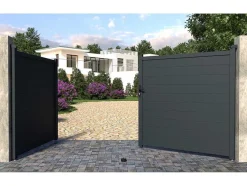 Portão De Batente Motorizado Em Aluminio Antracite De C355 X A181 Cm - Nazario