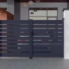 Portão De Batente Perfurado Antracite Em Aluminio De C300 X A176 Cm - Primo
