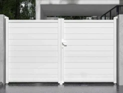 Portão Eletrico De Batente Aluminio C305 X A181 Cm Branco - Nazario