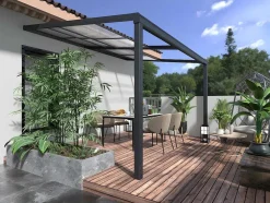 Pérgola De Encostar A Parede Com Teto De Correr 12 M Antracite - Izeda