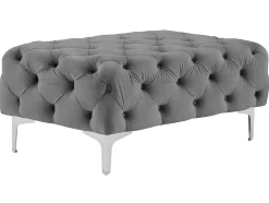 Pufe Chesterfield Em Veludo Antracite - Edwina