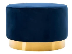 Pufe De Veludo Cloria - Azul-Escuro