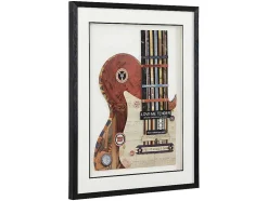 Quadro Multicolor Colagem Guitarra Efeito 3D Com Moldura Preta De 50 X 70 Cm - Hero