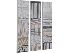 Quadro Triptico Pintado A Mão Com Moldura Em Madeira De L. 75 X A. 100 Cm Multicolor - Ludza