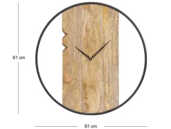 Relógio De Parede Bimaterial D61 Cm Madeira E Metal Natural Claro E Preto - Galou