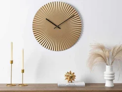 Relógio De Parede Design D. 50 Cm Metal Dourado - Felinar