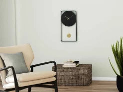 Relógio De Parede Em Metal L. 31 X A. 60 Cm Preto E Dourado - Fastina