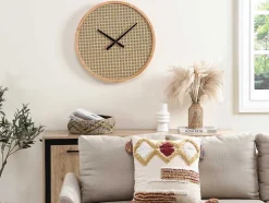 Relógio De Parede Em Palhinha D. 60 Cm Mdf E Madeira Natural - Fietra