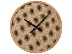 Relógio De Parede Em Palhinha D. 60 Cm Mdf E Madeira Natural - Fietra