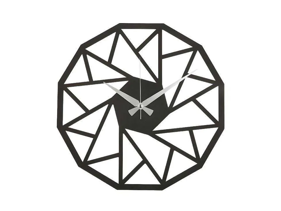 Relógio Geometrico 7, Preto, Prata, 50X1,5X50 Cm, Epikasa