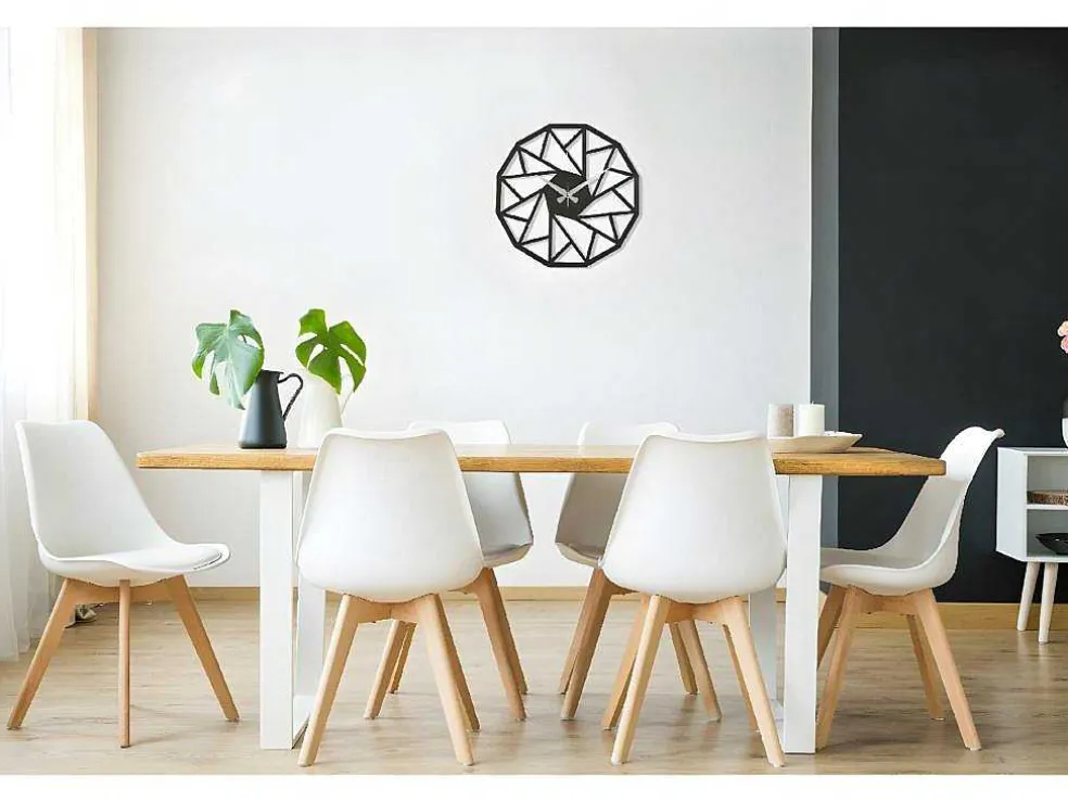 Relógio Geometrico 7, Preto, Prata, 50X1,5X50 Cm, Epikasa