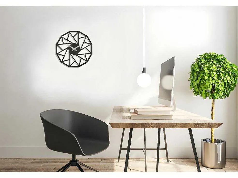 Relógio Geometrico 7, Preto, Prata, 50X1,5X50 Cm, Epikasa