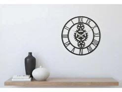 Relógio Vintage 10, Preto, Prata, 50X1,5X50 Cm, Epikasa