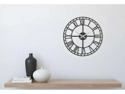 Relógio Vintage 9, Preto, Prata, 50X1,5X50 Cm, Epikasa