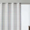 Rideau 100% Coton 1 Piece Blanc A Lignes Pastels 140X260
