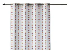 Rideau 100% Coton 1 Piece Blanc A Motifs Fleurs 140X260