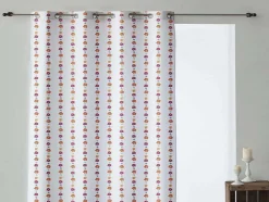 Rideau 100% Coton 1 Piece Blanc A Motifs Fleurs 140X260