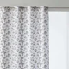 Rideau 100% Coton 1 Piece Gris A Feuilles Vertes 200X260