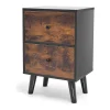 Rocco - Mesa De Cabeceira De Design Em Madeira Com 2 Gavetas. Mesa De Cabeceira Contemporanea Com Pés Em Pinho Lacado.
